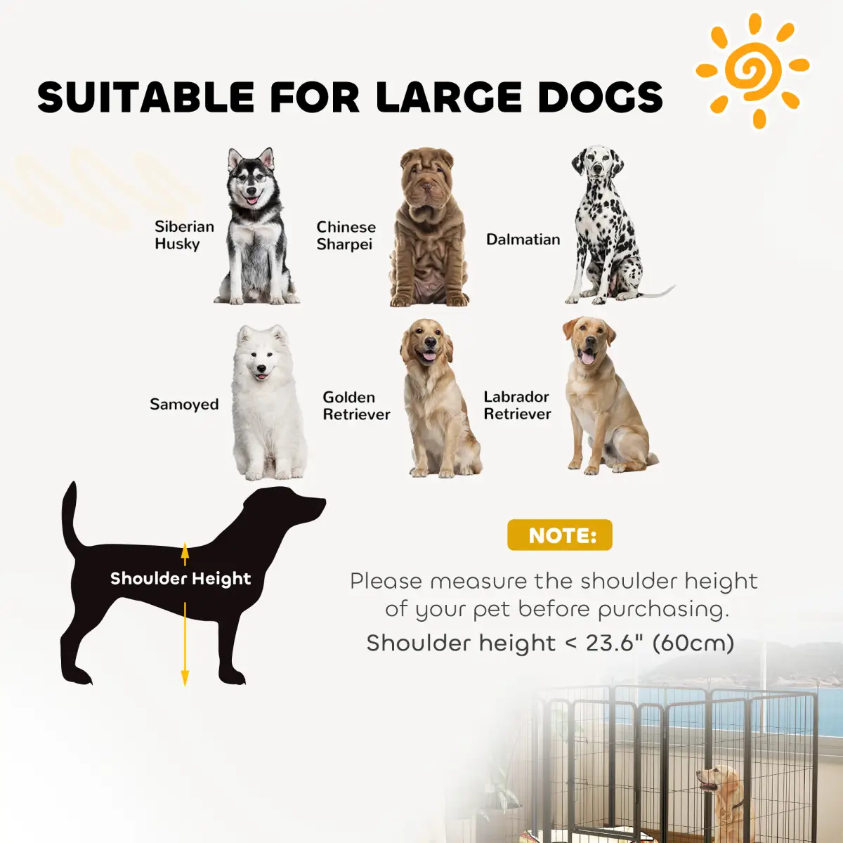 PawHut Foldable Steel Pet Enclosure - Secure Space for Pets - Versatile Design - Pet Playpen