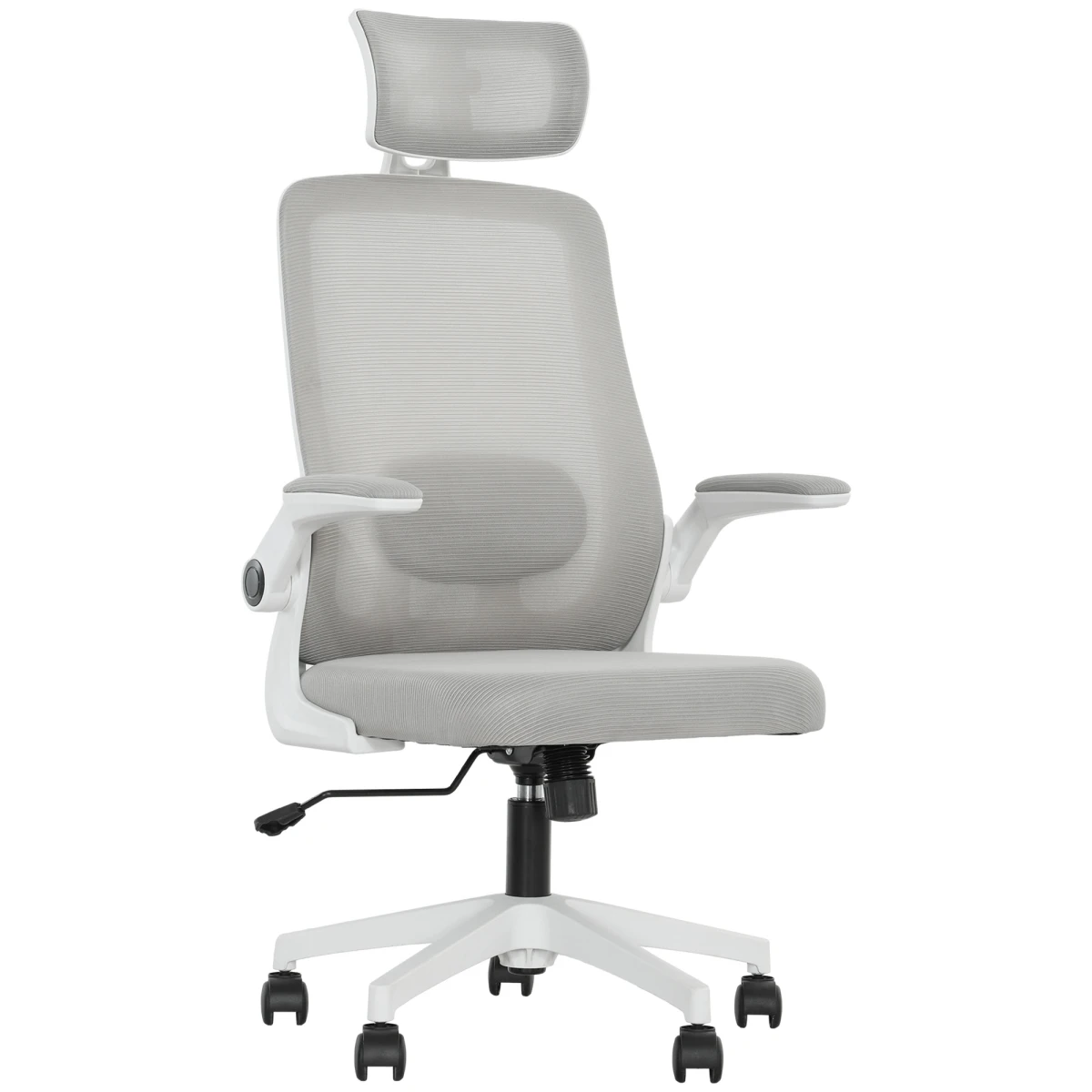 HOMCOM Executive Mesh Office Chair Standard Size Adjustable Headrest Lumbar Support Flip Up Armrests For Professionals by HOMCOM