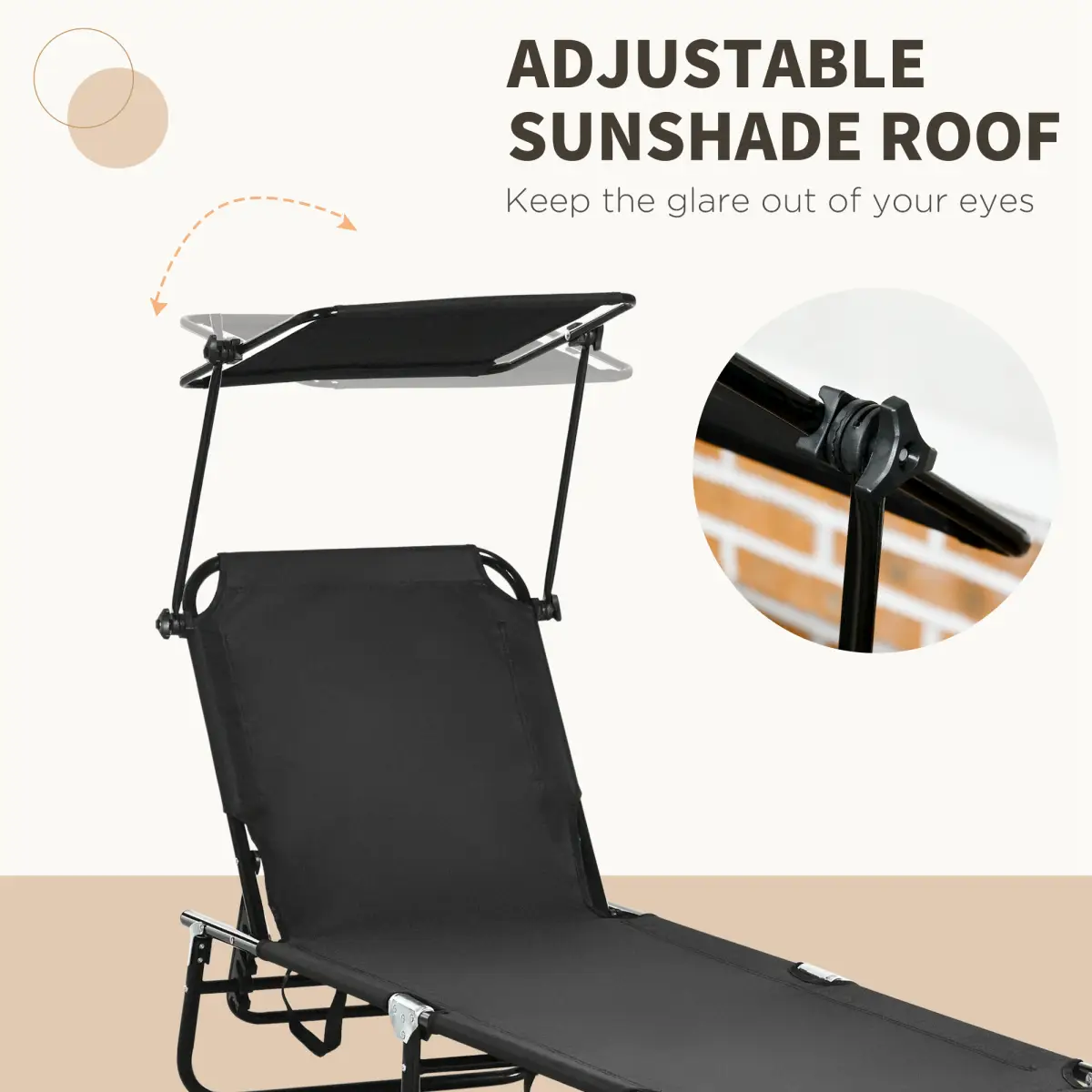 Outsunny Comfort Lounge Chairs - Adjustable Recline & Sunshade - Set of 2 - Sun Lounger