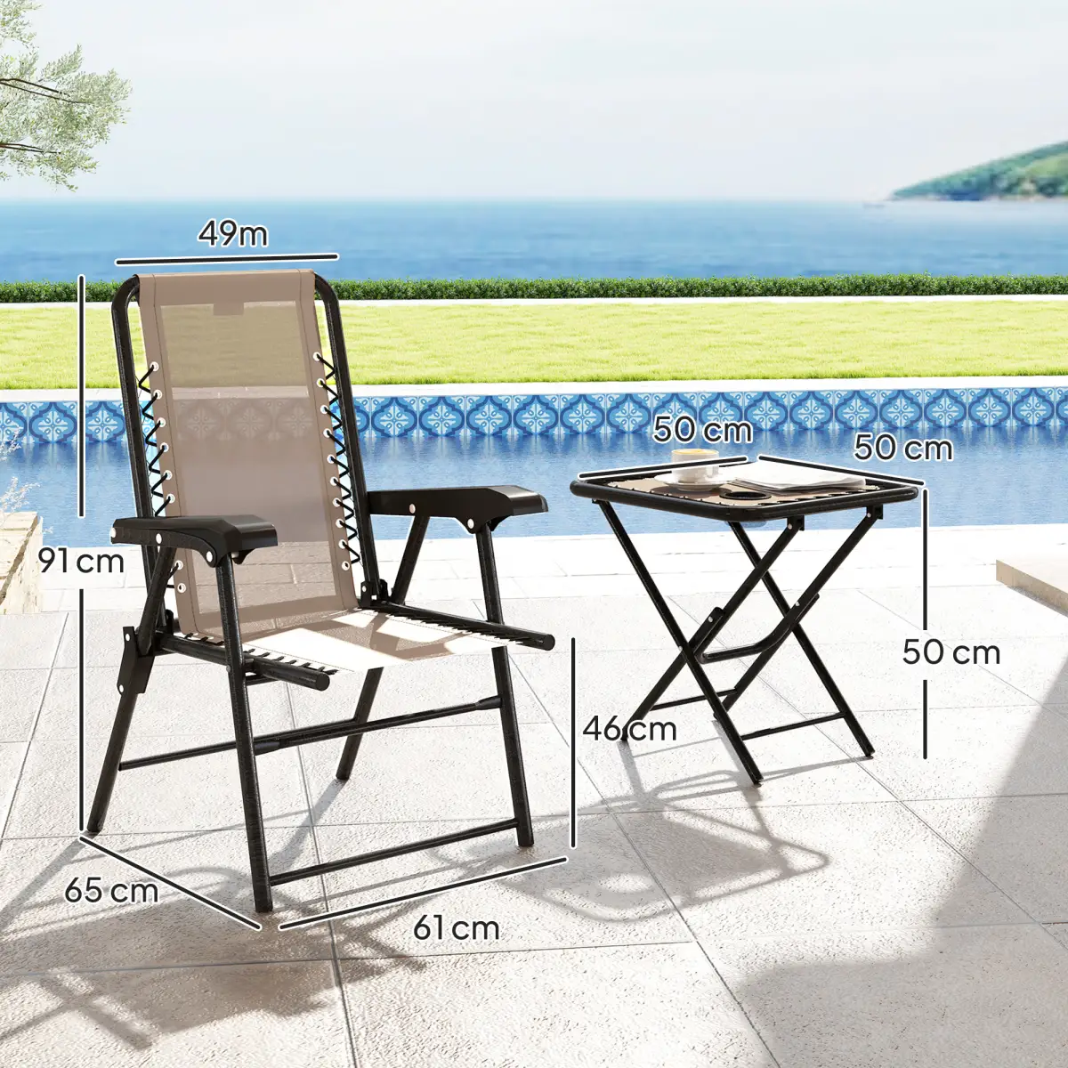 Outsunny Outdoor Three-Piece Folding Set - Portable Chairs & Table for Easy Storage - Garden Set