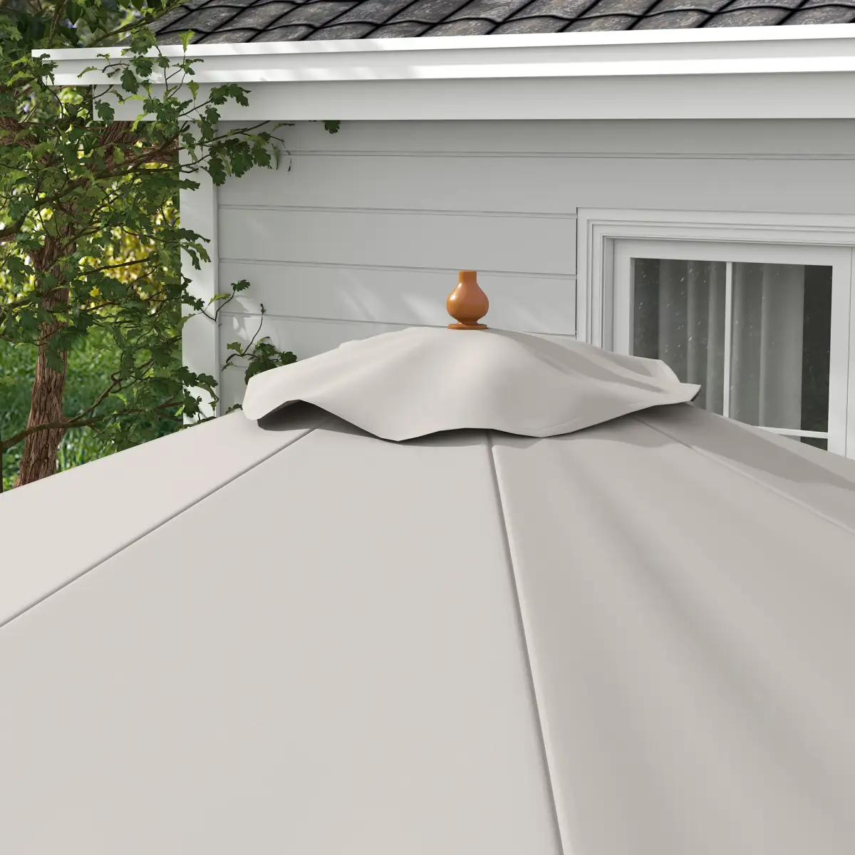 Outsunny Outsunny Cream White Sun Parasol - Water-Resistant with Wooden Frame - Parasol