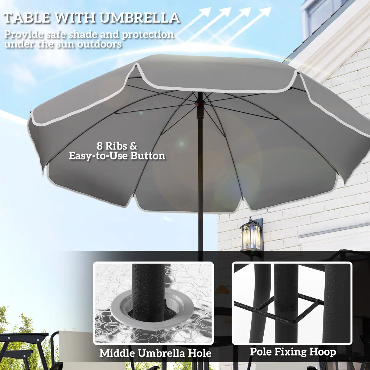 Outsunny Stylish Outdoor Dining Set with Parasol - Comfortable & Durable Garden Furniture - Garden Set