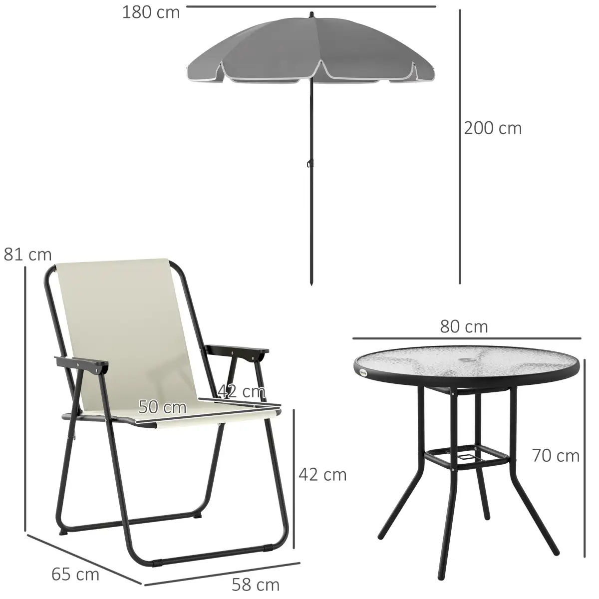 Outsunny Stylish Outdoor Dining Set with Parasol - Comfortable & Durable Garden Furniture - Garden Set