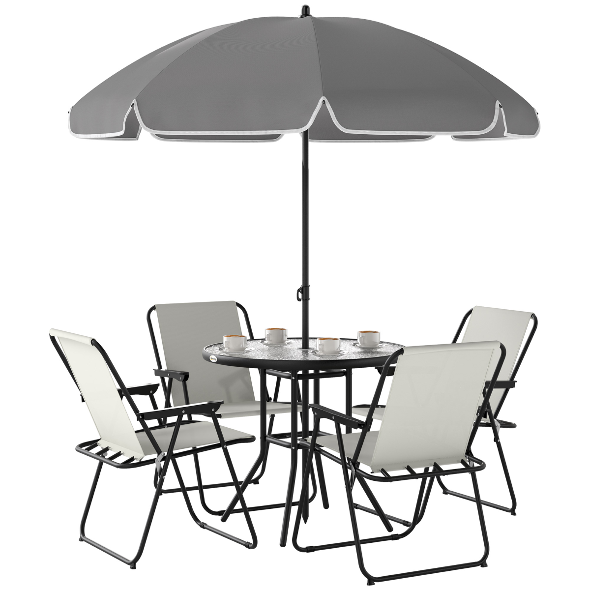 Outsunny Stylish Outdoor Dining Set with Parasol - Comfortable & Durable Garden Furniture - Garden Set