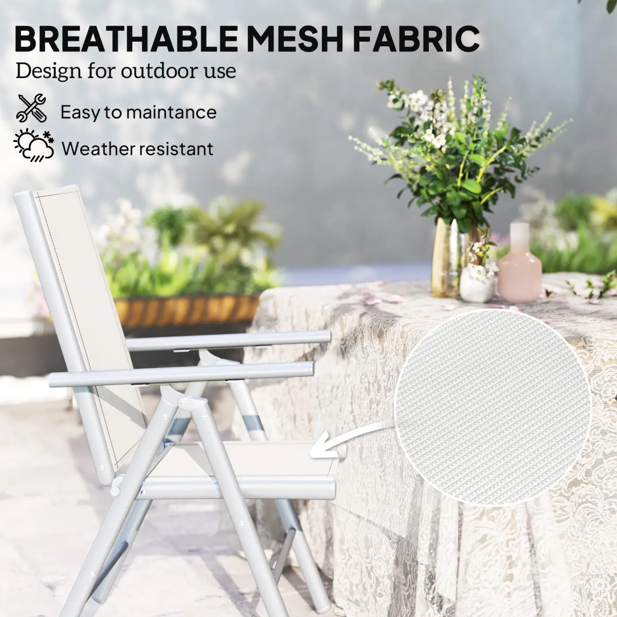 Outsunny Aluminium Folding Chairs Set - Lightweight & Comfortable Outdoor Seating - Folding Chairs