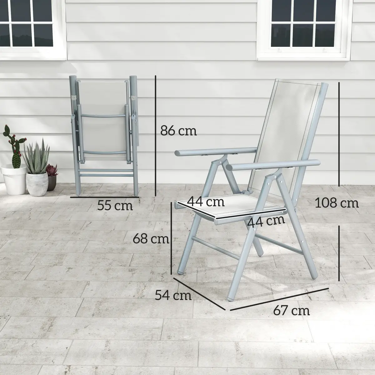 Outsunny Aluminium Folding Chairs Set - Lightweight & Comfortable Outdoor Seating - Folding Chairs