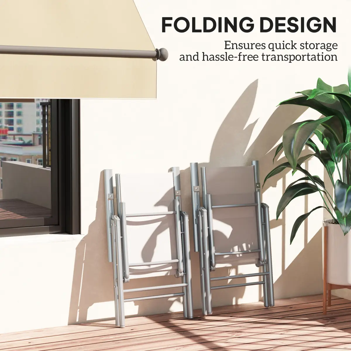 Outsunny Aluminium Folding Chairs Set - Lightweight & Comfortable Outdoor Seating - Folding Chairs