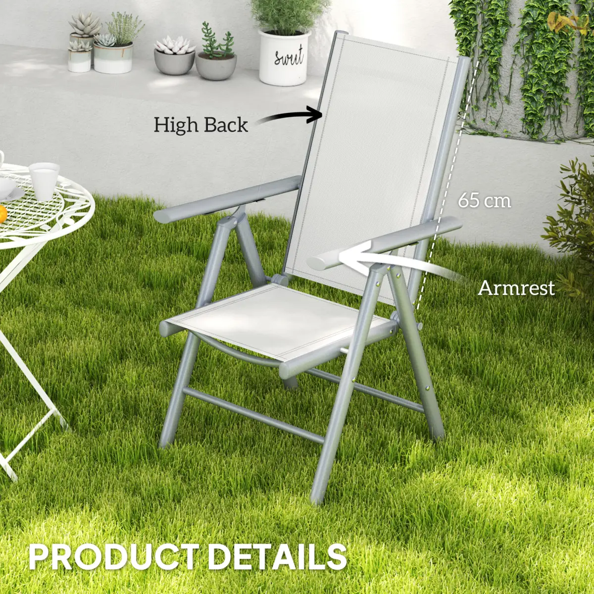 Outsunny Aluminium Folding Chairs Set - Lightweight & Comfortable Outdoor Seating - Folding Chairs