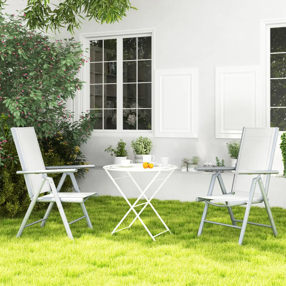 Outsunny Aluminium Folding Chairs Set - Lightweight & Comfortable Outdoor Seating - Folding Chairs