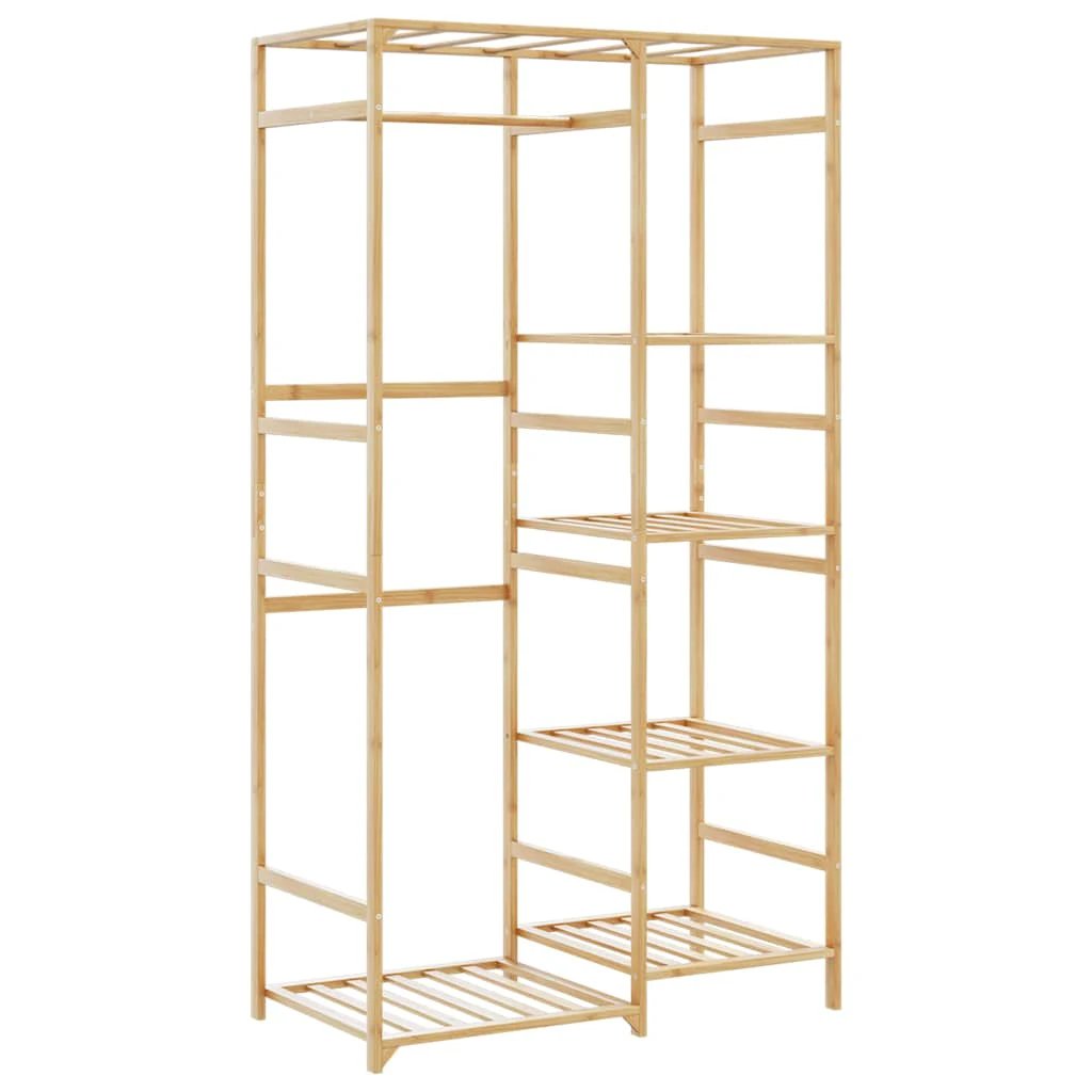 vidaXL vidaXL Bamboo Clothes Rack With Shelves 100x50x184.5 cm Durable Water Resistant For Home Laundry Organization - Wardrobe
