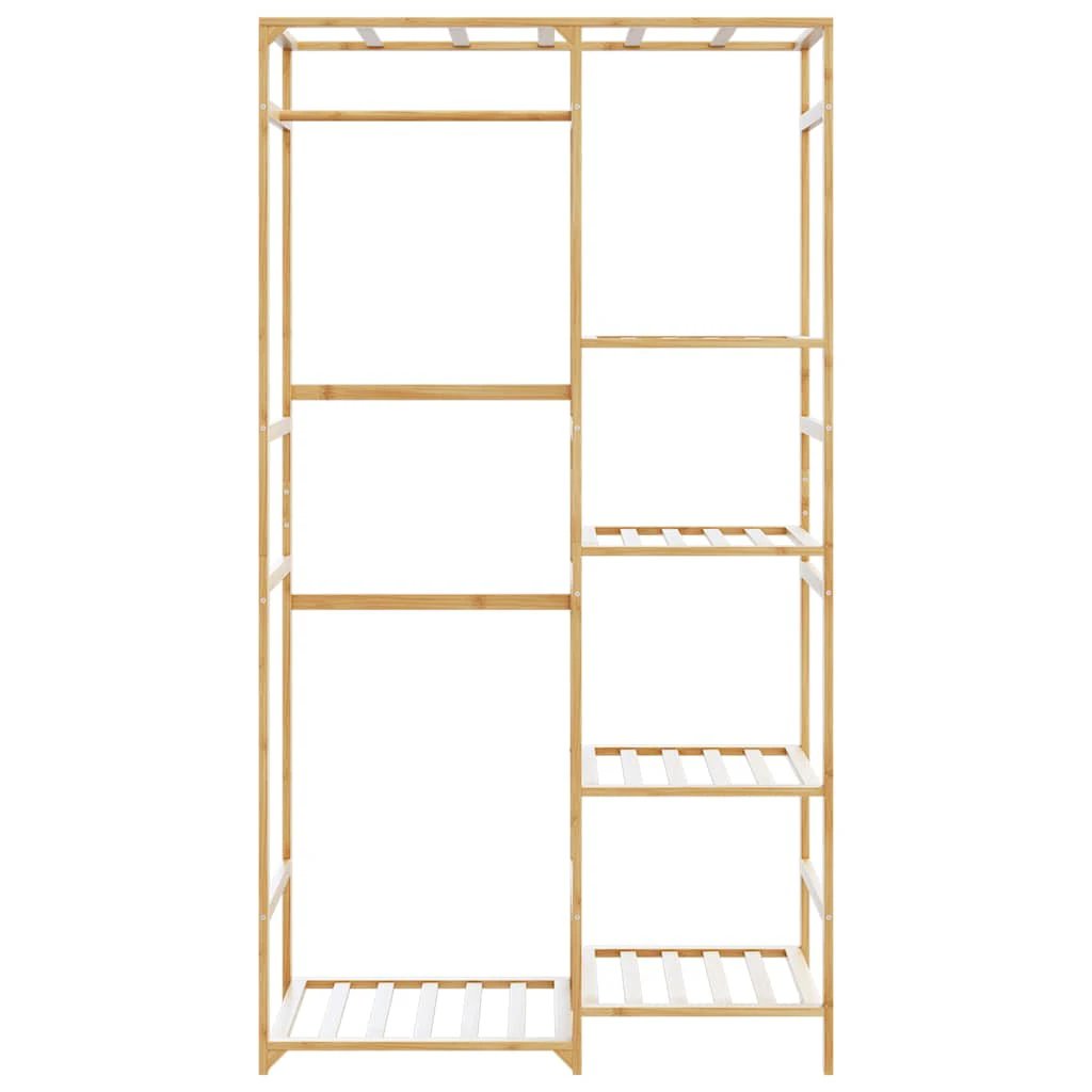 vidaXL vidaXL Bamboo Clothes Rack With Shelves 100x50x184.5 cm Durable Water Resistant For Home Laundry Organization - Wardrobe