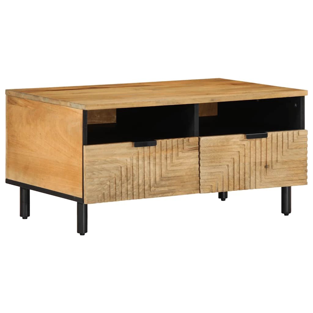 vidaXL VidaXL Coffee Table 80x54x40 cm Solid Mango Wood with Geometric Front Panels for Living Room - Coffee Table