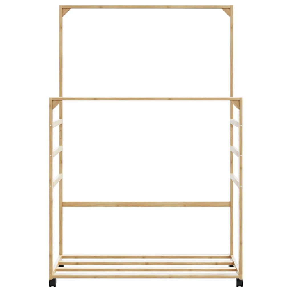 VidaXL Clothes Rack 90x35x155 cm Bamboo Construction With Shelves And Wheels For Small Spaces by vidaXL