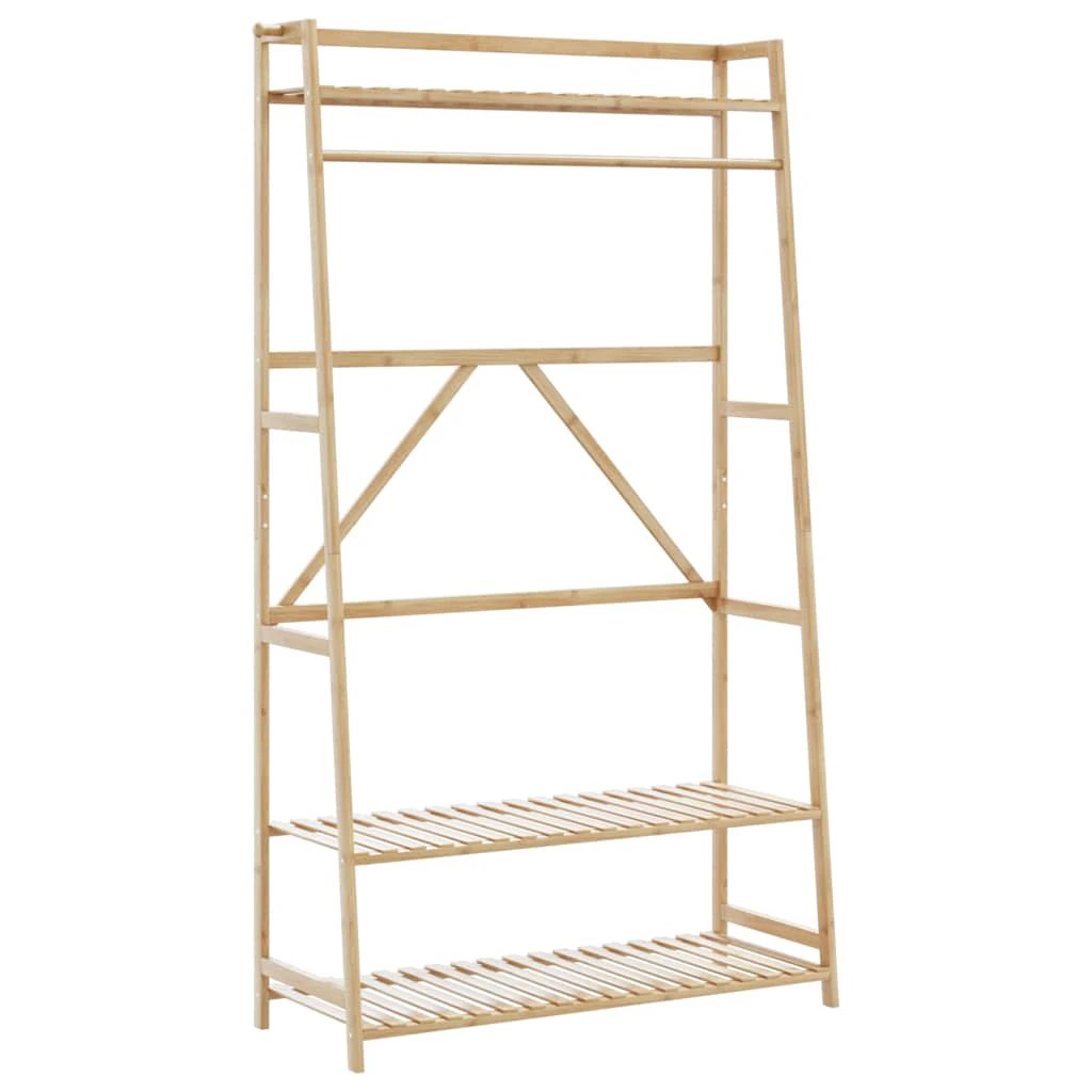 vidaXL vidaXL Clothes Rack With Shelves 110x40x180 cm Bamboo Durable Natural Organizer For Home Organization - Wardrobe
