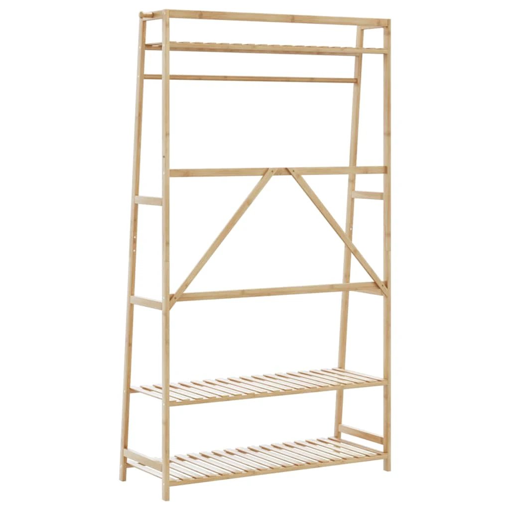 vidaXL vidaXL Clothes Rack With Shelves 110x40x180 cm Bamboo Durable Natural Organizer For Home Organization - Wardrobe