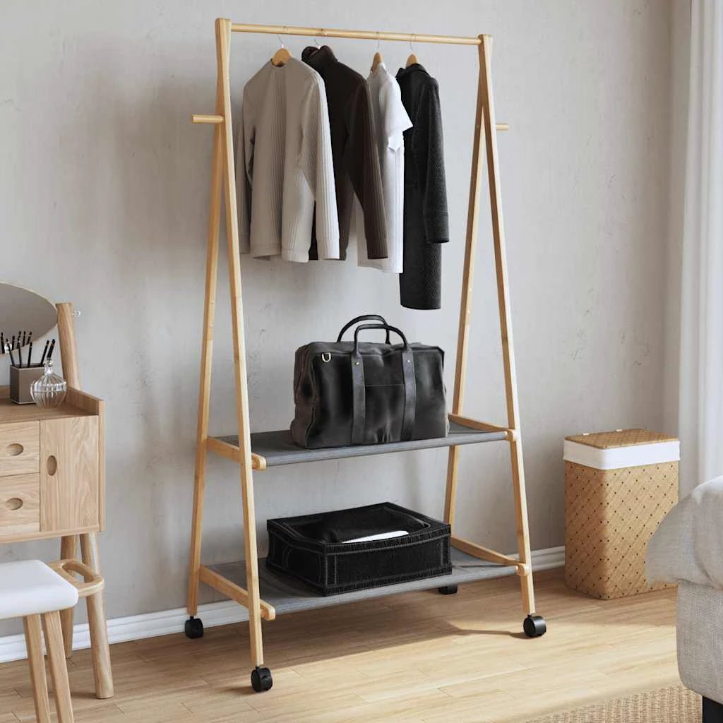 VidaXL Clothes Rack With Shelves And Wheels 96x45.5x155.5 cm Bamboo For Home Organization by vidaXL