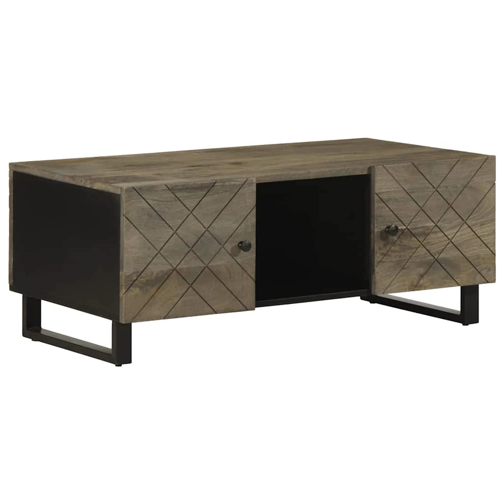 vidaXL VidaXL Coffee Table 100x54x40 cm Solid Mango Wood With Weathered Black Finish And Textured Grain Living Room - Coffee Table