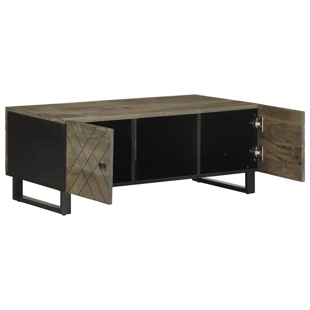 vidaXL VidaXL Coffee Table 100x54x40 cm Solid Mango Wood With Weathered Black Finish And Textured Grain Living Room - Coffee Table