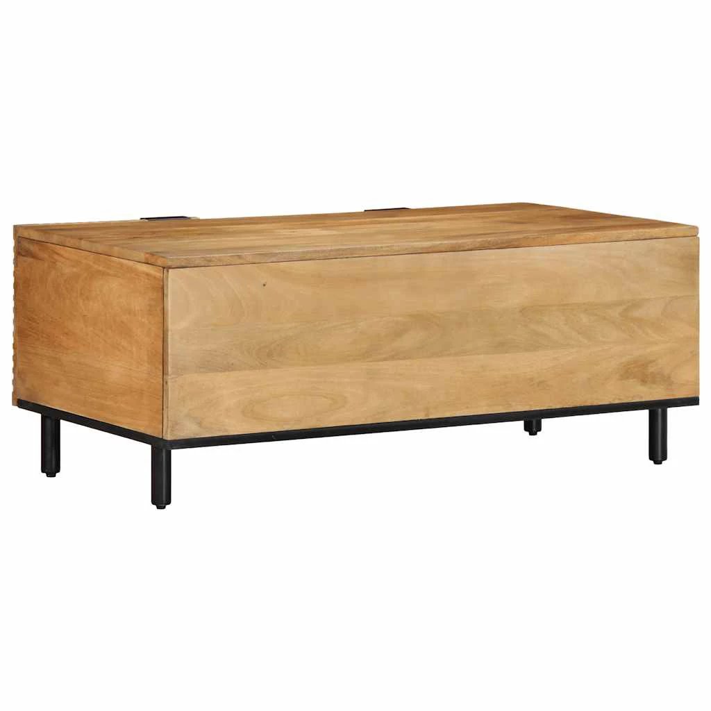 vidaXL VidaXL Coffee Table 100x54x40 Cm Solid Mango Wood Geometric Panel Doors With Open Shelf - Coffee Table