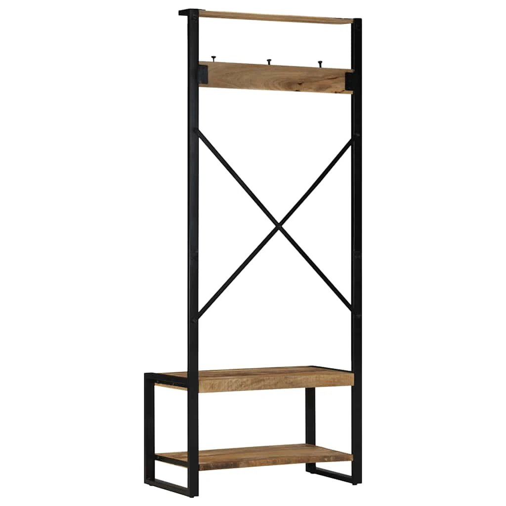 vidaXL VidaXL Clothes Rack 80x40x190 cm Solid Mango Wood Cross Braced Frame For Hallways - Wardrobe
