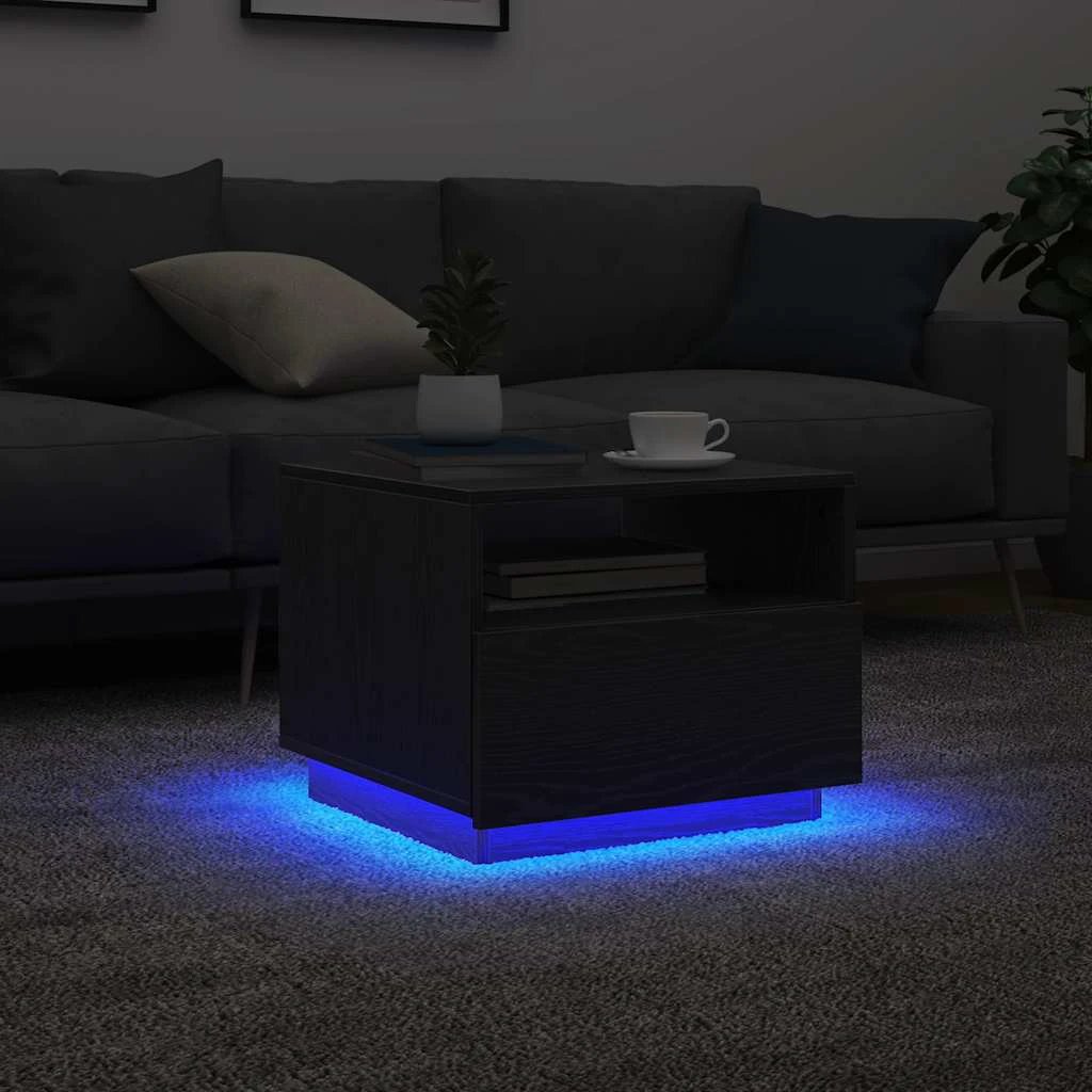 vidaXL vidaXL Coffee Table 50x49x40 cm LED Lights With Ambient Glow Oak Living Room Decor - Coffee Table