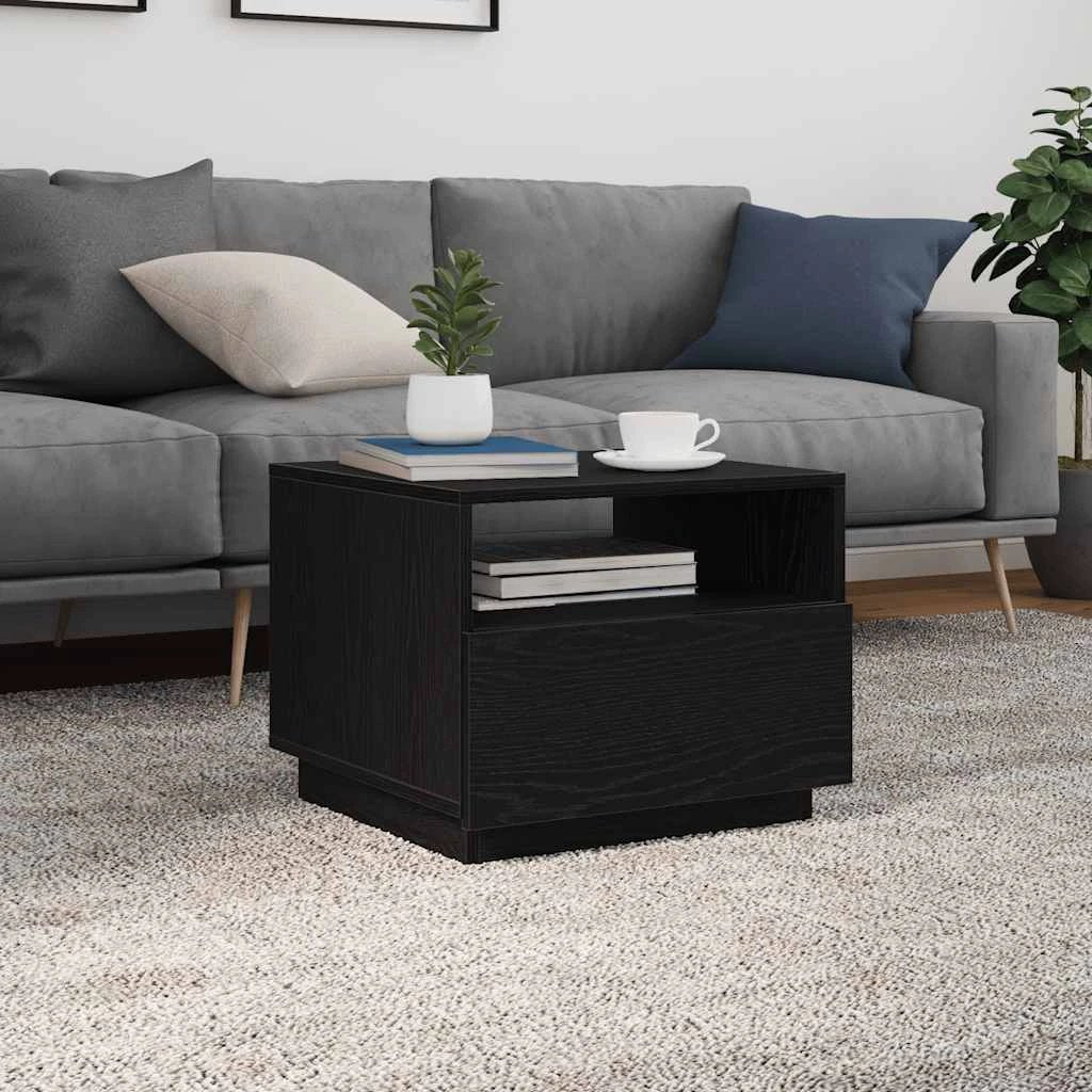 vidaXL vidaXL Coffee Table 50x49x40 cm LED Lights With Ambient Glow Oak Living Room Decor - Coffee Table