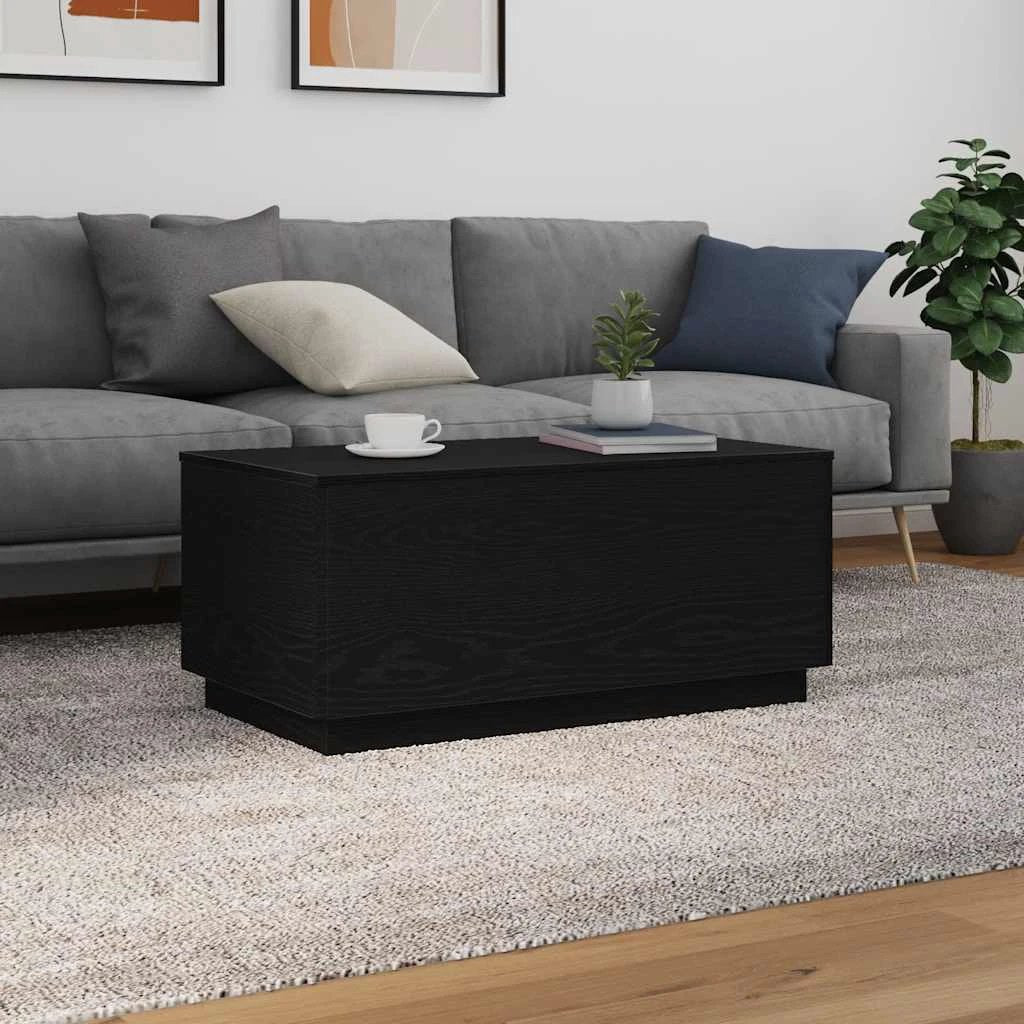 VidaXL Coffee Table 90x50x40 cm With LED Lights Black Oak For Modern Living Rooms by vidaXL