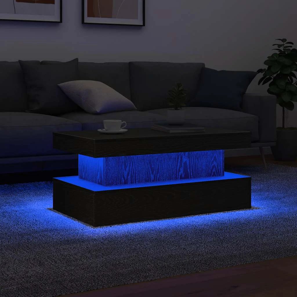 VidaXL Coffee Table 90x50x40 cm With LED Lights For Modern Living Room Decor Premium by vidaXL