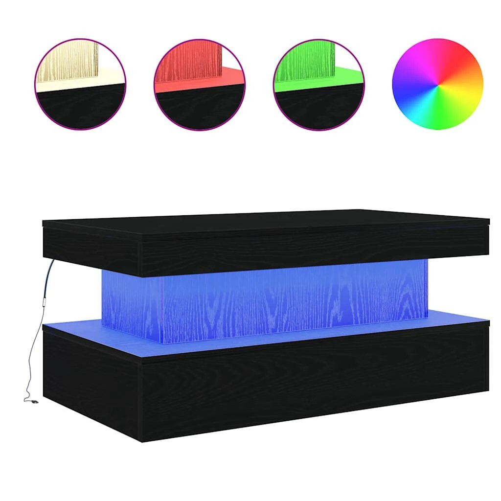 VidaXL Coffee Table 90x50x40 cm With LED Lights For Modern Living Room Decor Premium by vidaXL