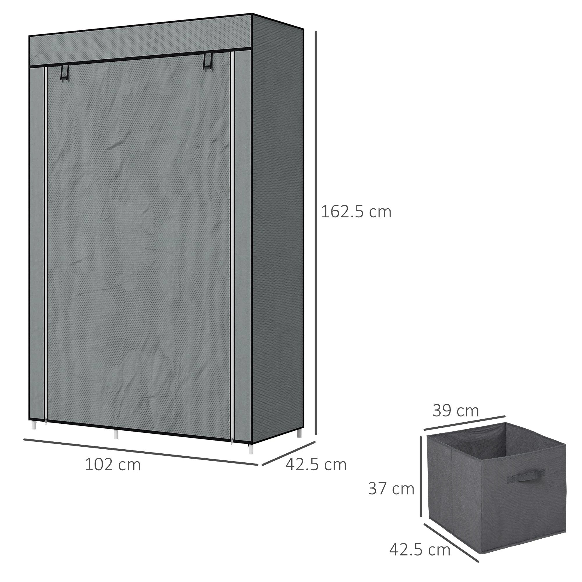 HOMCOM Homcom Fabric Wardrobe Compact With 2 Drawers For Dorms - Wardrobe