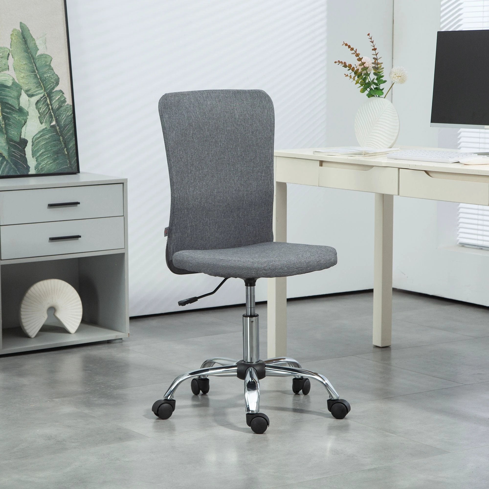 HOMCOM HOMCOM Armless Desk Chair Gas Lift Adjustable For Vanity - Office Chair
