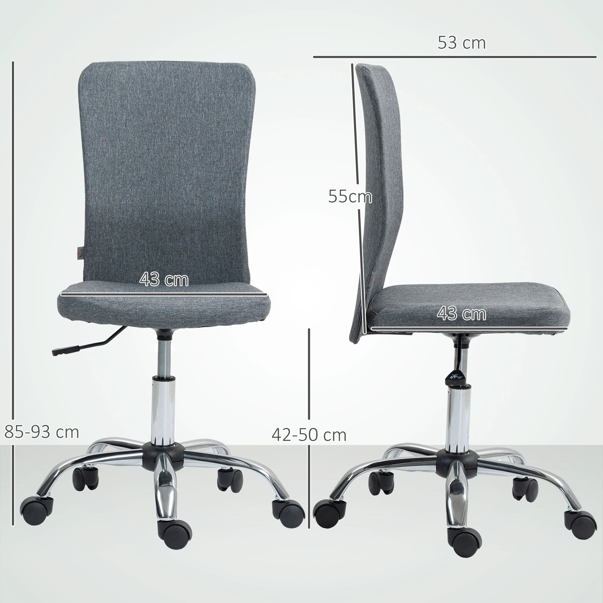 HOMCOM HOMCOM Armless Desk Chair Gas Lift Adjustable For Vanity - Office Chair