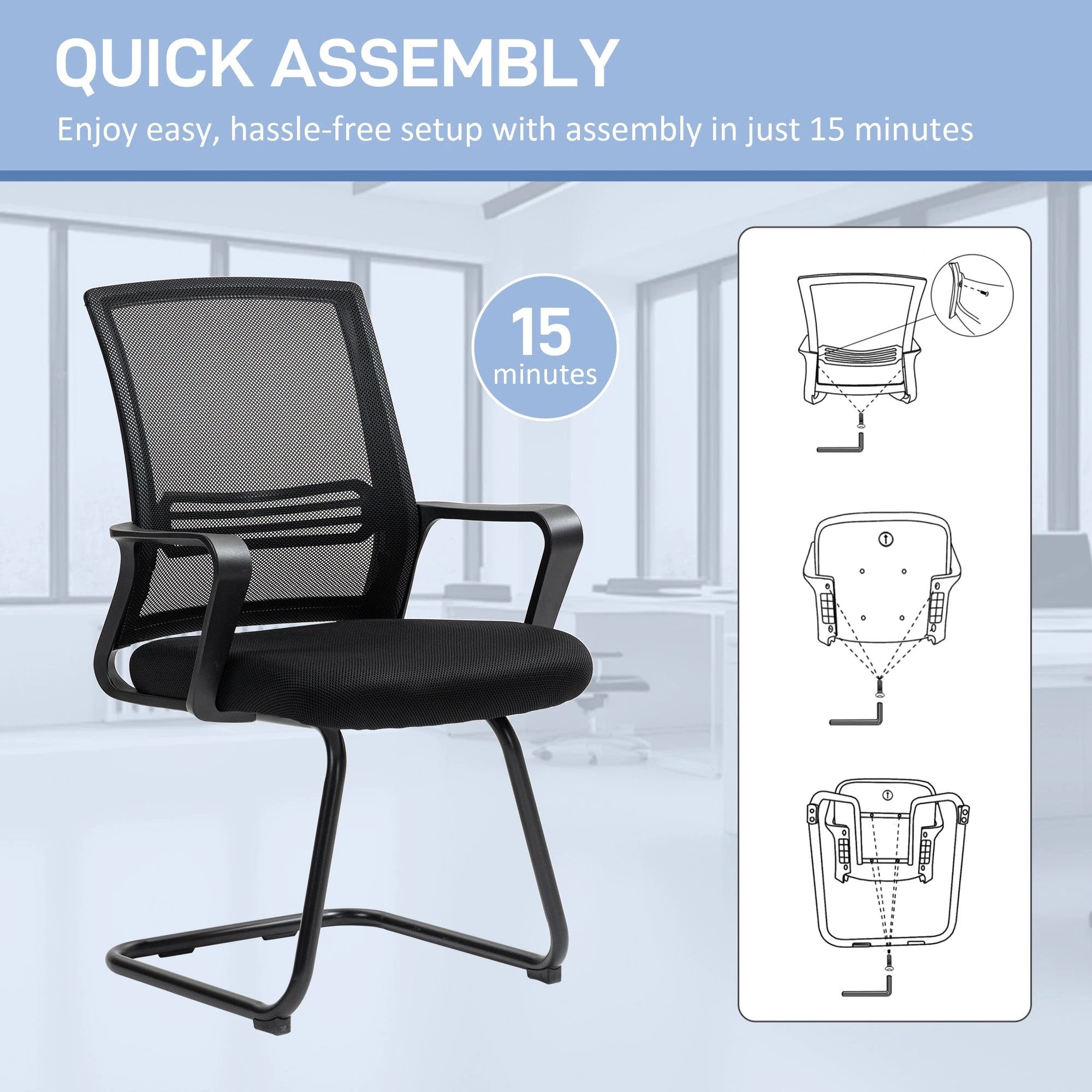 HOMCOM Meeting Chair Standard Ergonomic Support For Office by HOMCOM