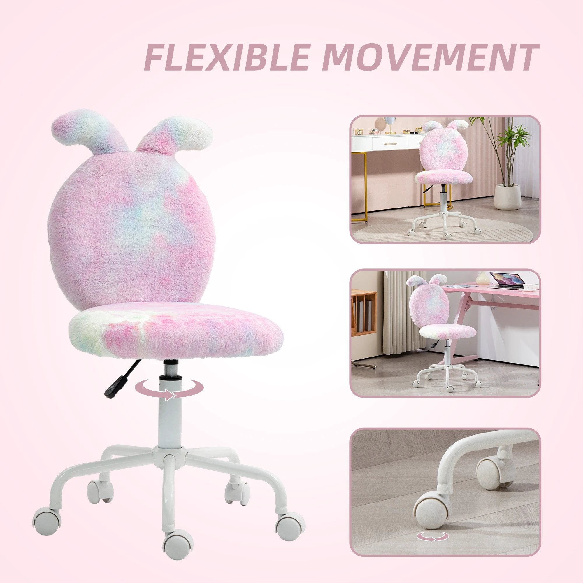 HOMCOM Armless Desk Chair 43 To 51 Cm 360 Swivel Vanity - Office Chair