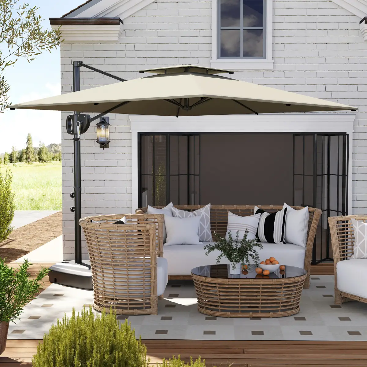 Outsunny Premium Dark Grey Garden Parasol - UV Protection & Stability - 268 cm - Parasol