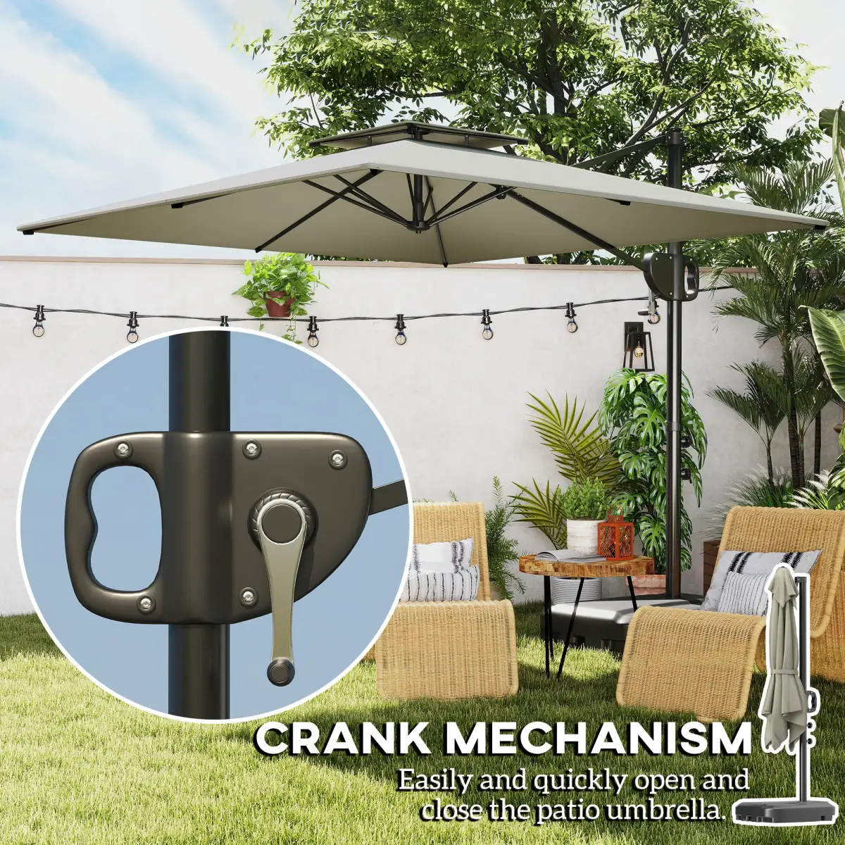 Outsunny Premium Dark Grey Garden Parasol - UV Protection & Stability - 268 cm - Parasol
