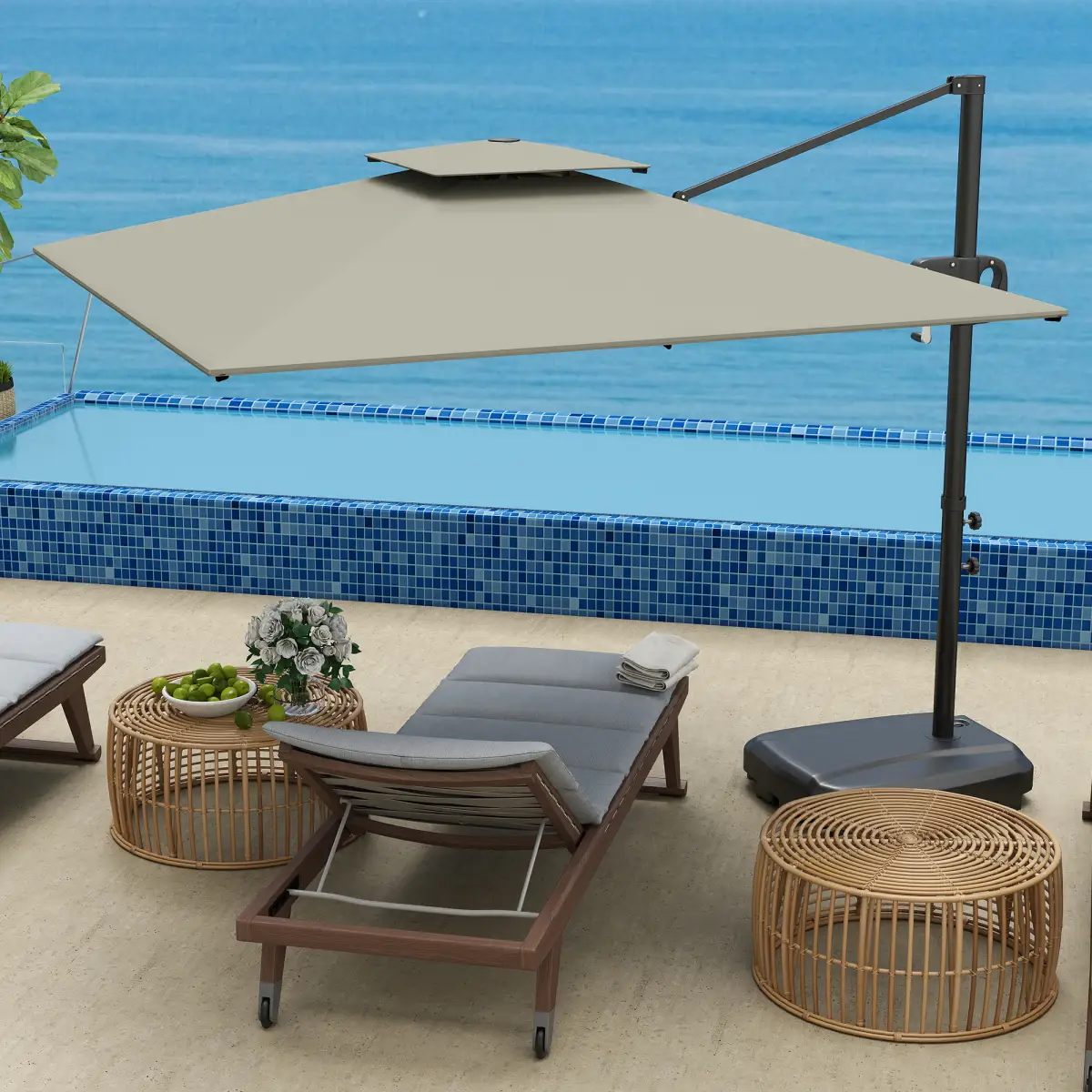 Outsunny Premium Dark Grey Garden Parasol - UV Protection & Stability - 268 cm - Parasol