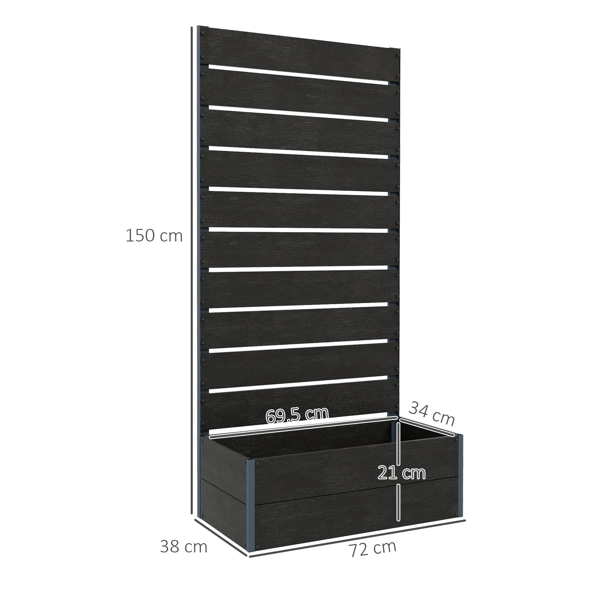 Outsunny Outsunny Raised Garden Bed Trellis Planter Box Black - Planters