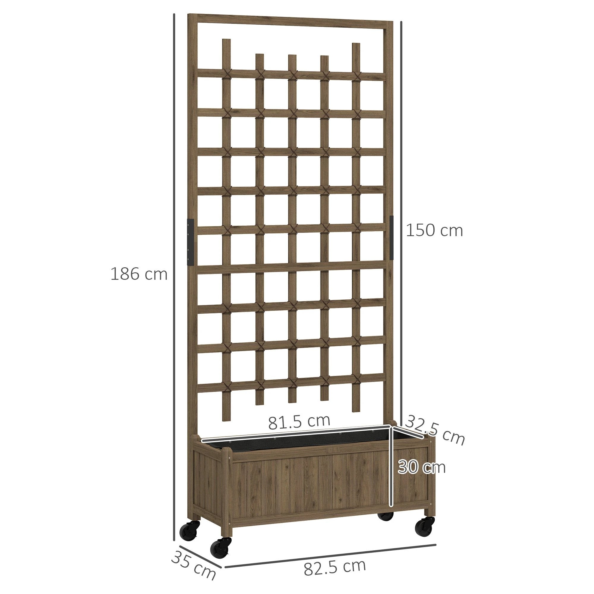 Outsunny Outsunny Wood Trellis Planter Tall Bedliner Climbers - Planters