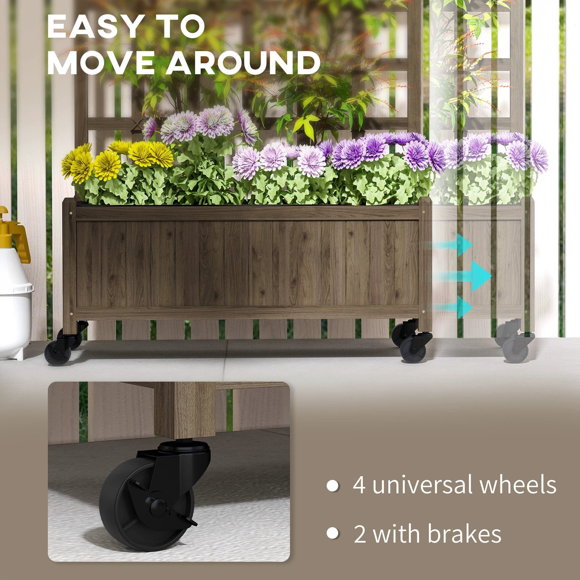Outsunny Outsunny Wood Trellis Planter Tall Bedliner Climbers - Planters