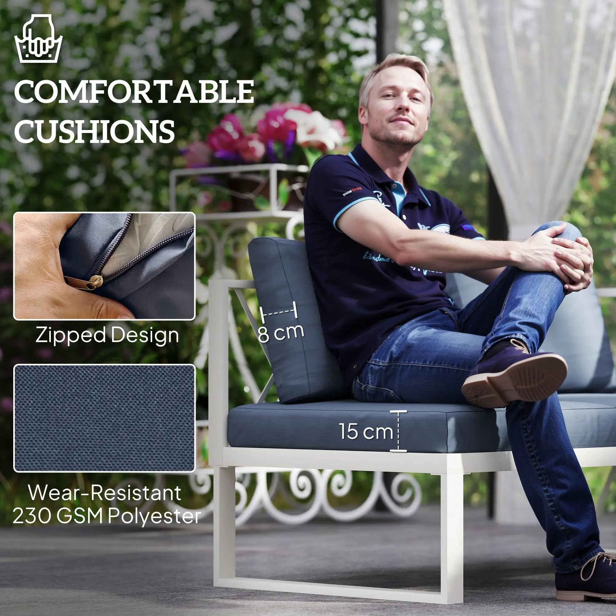 Outsunny Outsunny 5 Seater Sectional Outdoor Sofa Set with Loveseats for Garden Grey - Garden Sofa Sets