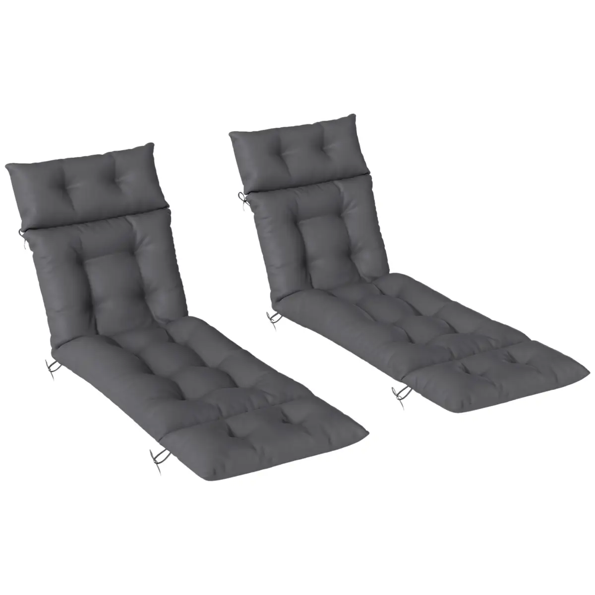 Outsunny Outsunny Garden Lounge Chair Cushions Set of 2, 220gsm Fabric - Sun Lounger