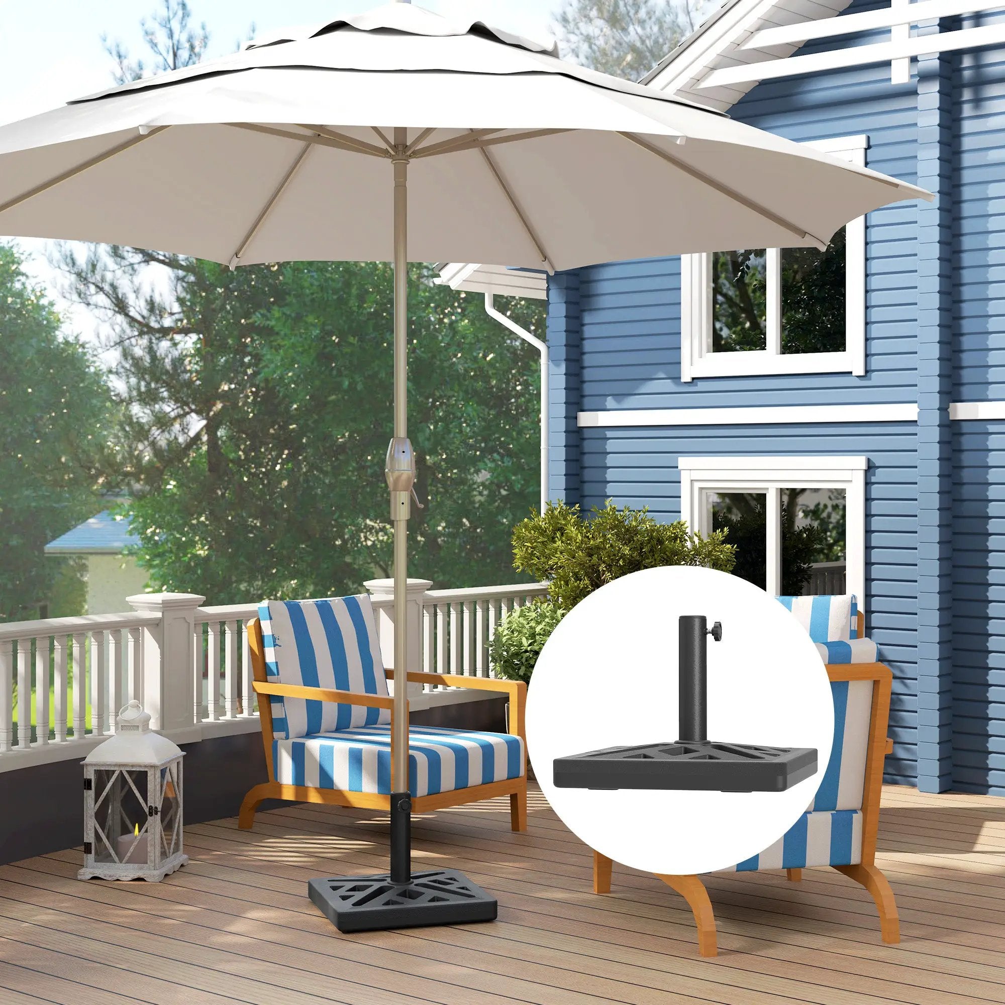 Outsunny Outsunny Parasol Base 15kg Garden Umbrella Stand with Cut-Out Design, Black - Parasol