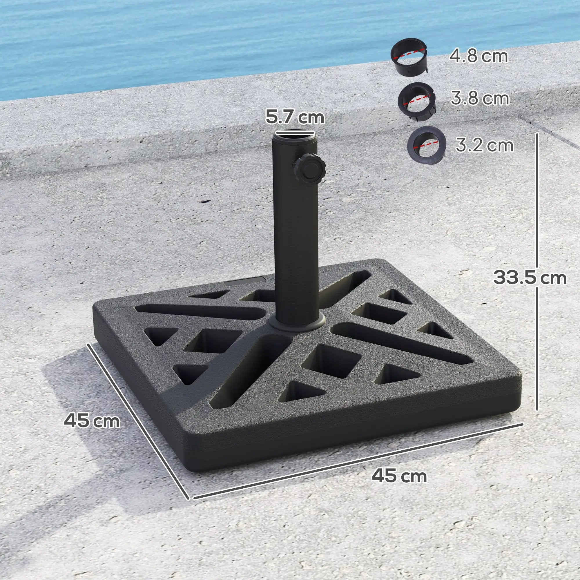 Outsunny Outsunny Parasol Base 15kg Garden Umbrella Stand with Cut-Out Design, Black - Parasol