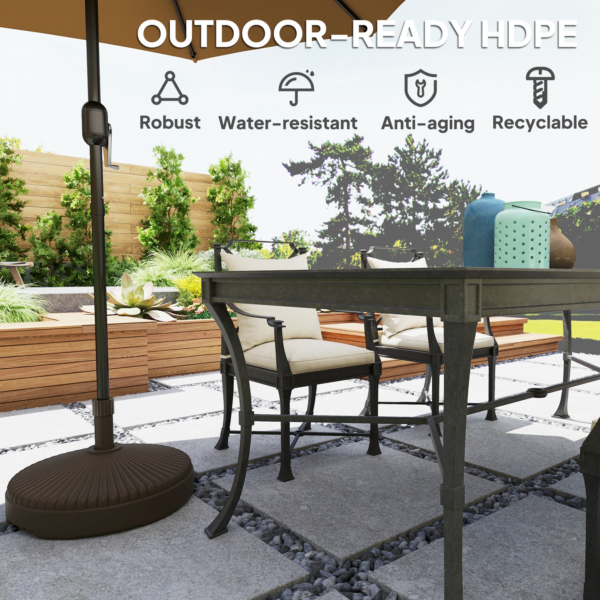Outsunny Outsunny Garden Parasol Base, 28kg Sand Filled, 23kg Water Filled, Brown - Parasol