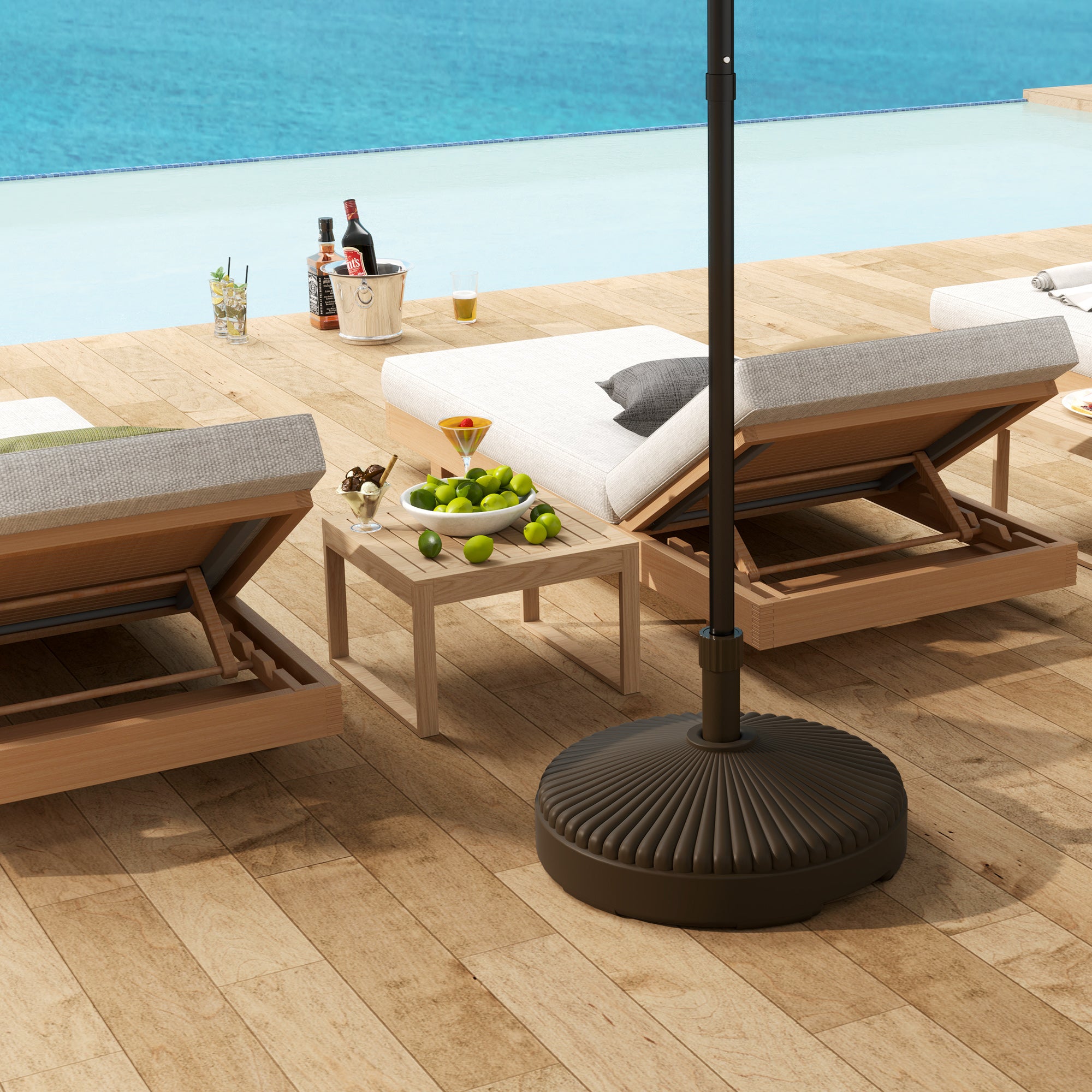 Outsunny Outsunny Garden Parasol Base, 28kg Sand Filled, 23kg Water Filled, Brown - Parasol
