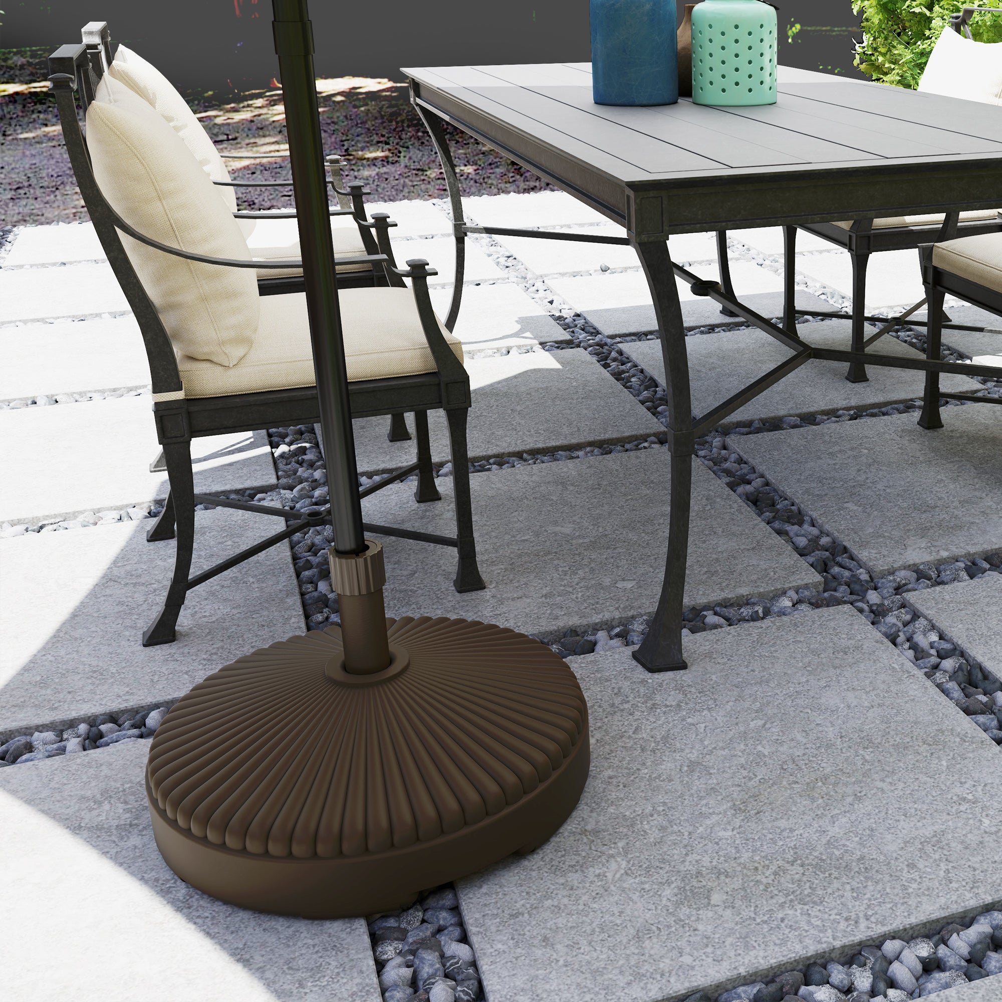 Outsunny Outsunny Garden Parasol Base, 28kg Sand Filled, 23kg Water Filled, Brown - Parasol