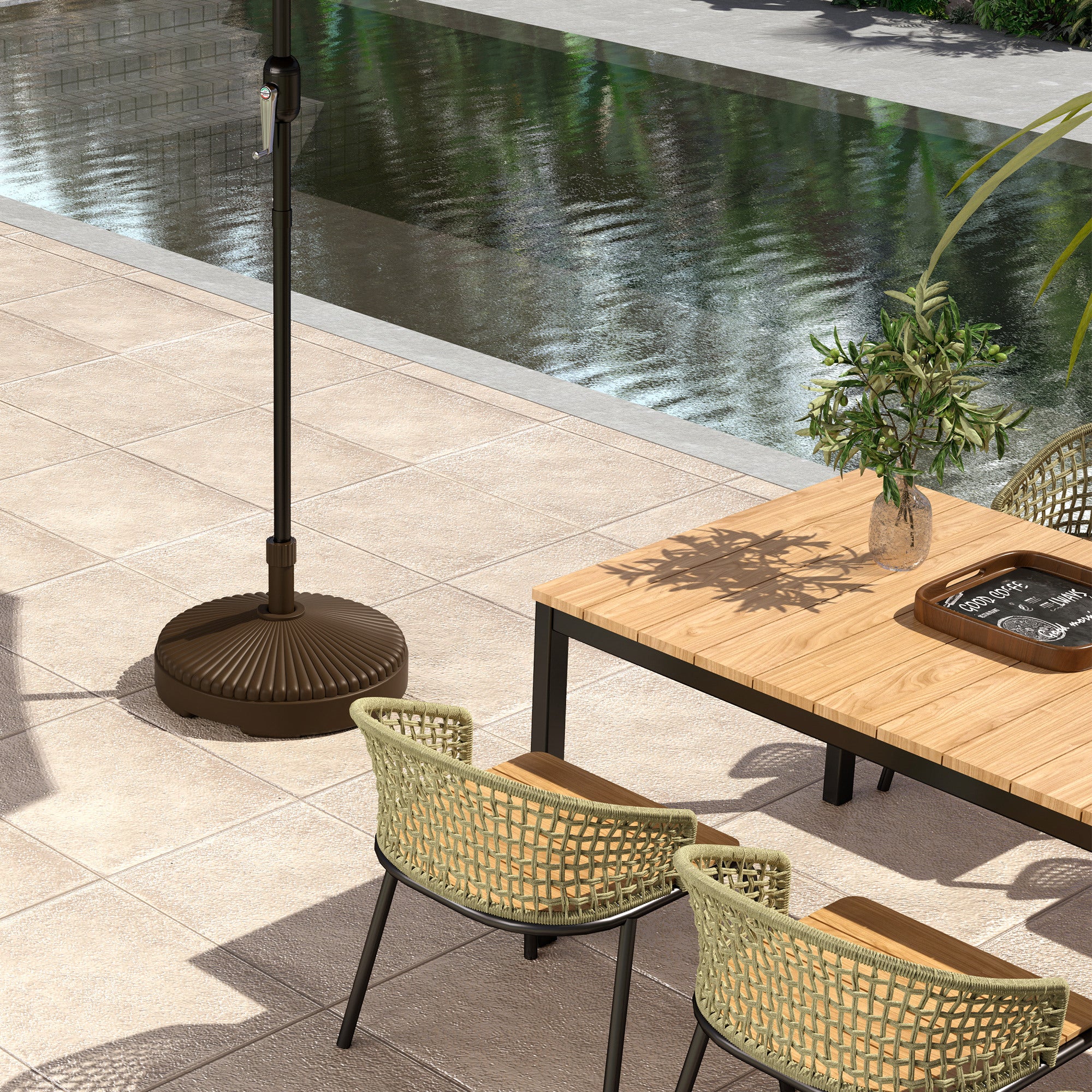 Outsunny Outsunny Garden Parasol Base, 28kg Sand Filled, 23kg Water Filled, Brown - Parasol