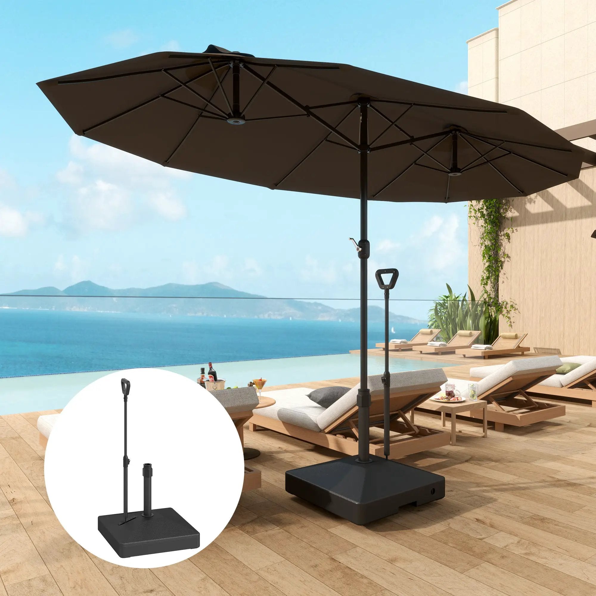 Outsunny Outsunny Garden Parasol Base Parasol Stand, Sand/Water Filled, Black - Parasol