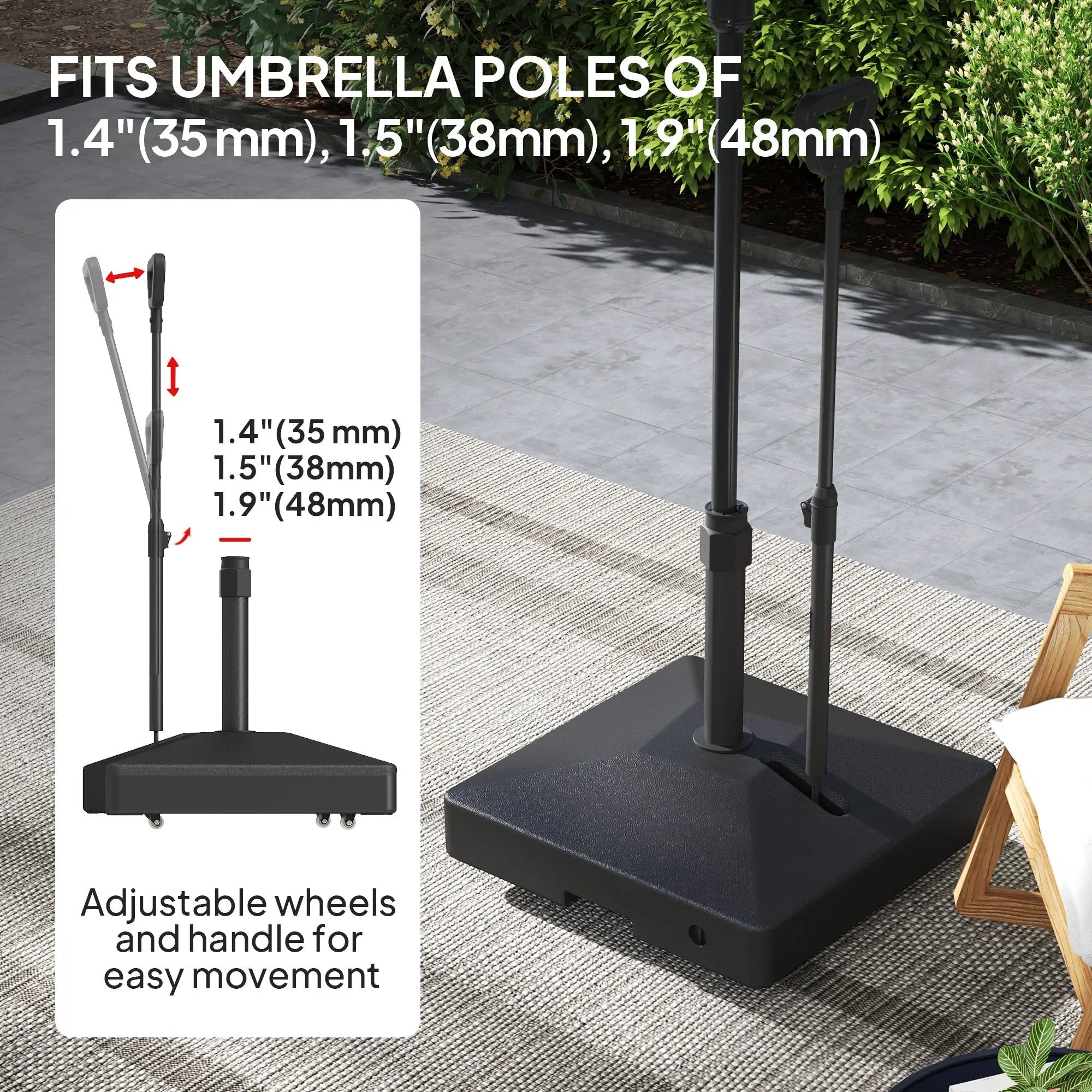 Outsunny Outsunny Garden Parasol Base Parasol Stand, Sand/Water Filled, Black - Parasol